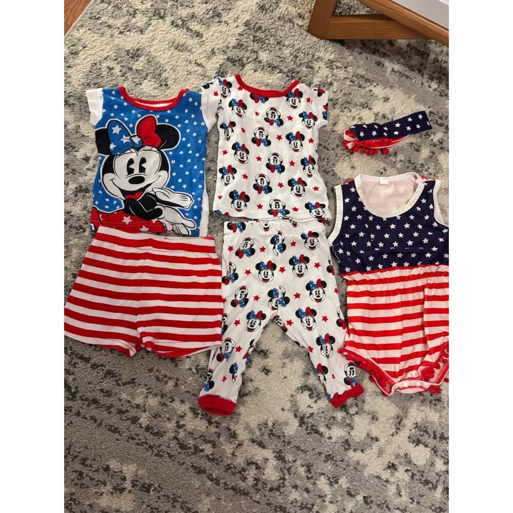 Disney Minnie Mouse Patriotic Baby Girl Clothing Bundle 6-12 months